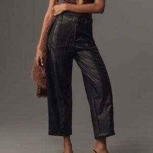 By Anthropologie Belted Barrel Pants - Faux Leather